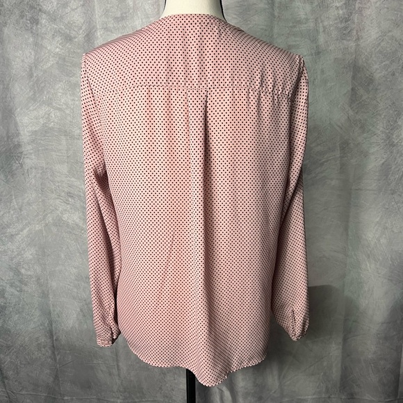 Adrianna Papell Pink Polka Dot V-neck Blouse - Picture 6 of 10